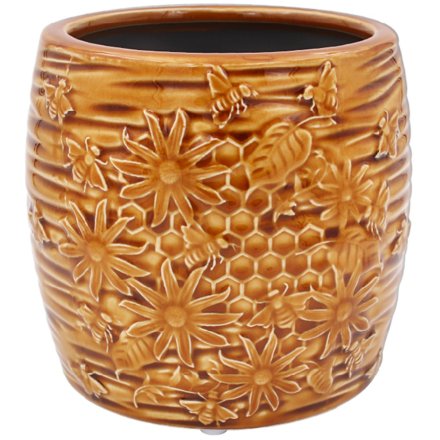 Crackle Glaze Bee Plant Pot