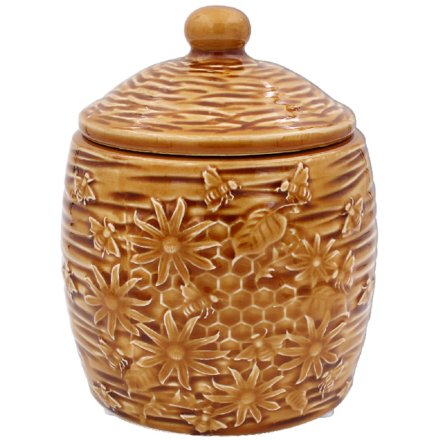 Crackle Glaze Bees Storage Jar, 17cm