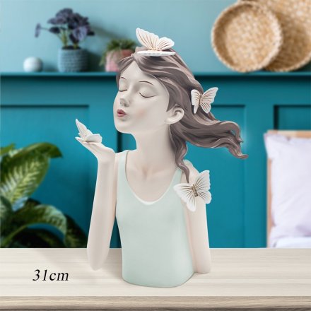 Chic Green Papillon Figurine 31cm