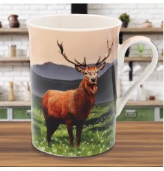 Sip your coffee or tea in style with this adorable stag printed mug