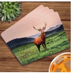 Add a touch of elegance and protection to your table with this set of 4 stag placemats.