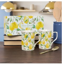 Add a vibrant touch to your morning routine with the Lemon Grove Breakfast Mug