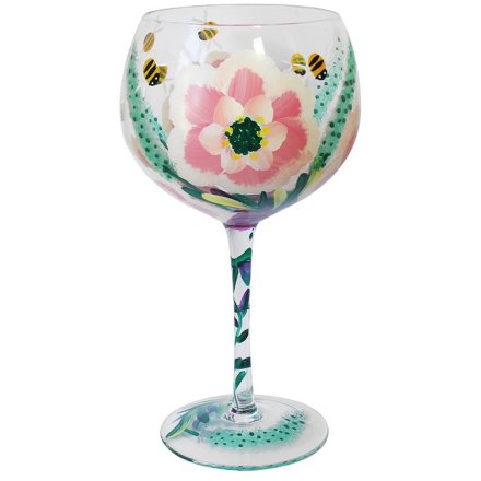 Peonies & Bees Gin Glass, 22cm