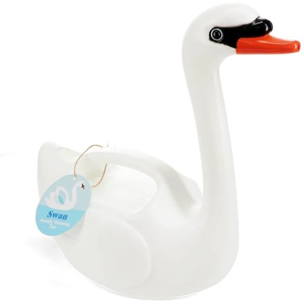 From Rex - a white swan watering can with a short carry handle for little hands and a 2 litre capacity.