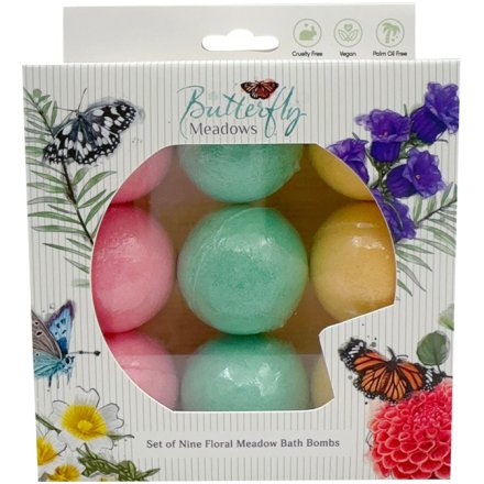 Set of 9 Butterfly Meadows Mini Bath Bombs 