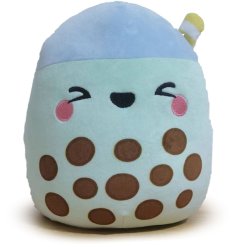 a cute blue plush bubble tea toy 