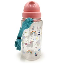 Stay hydrated and stylish with our 450ml shatterproof water bottle featuring fun unicorns and rainbows design