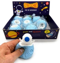 Take off on an intergalactic adventure with the Squeezy Spacemen Astronaut & Planet Pop Out Toy.