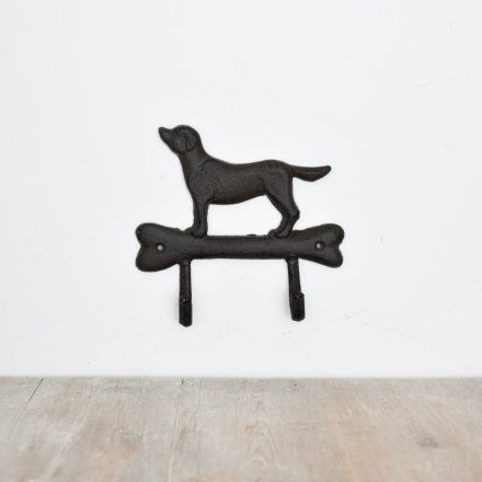 Cast Iron Dog & Bone Storage Hook, 19.3cm 