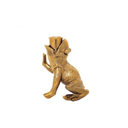 Golden Frog Candle Holder, 13cm