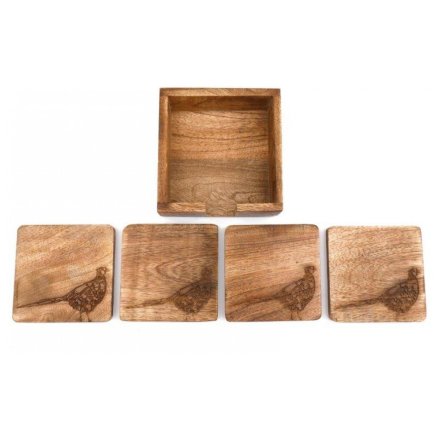 S/4 Pheasant Coasters, 10cm