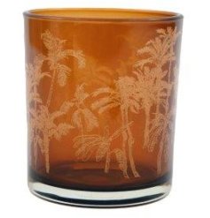 Get in the mood with this cute palm tree candle holder