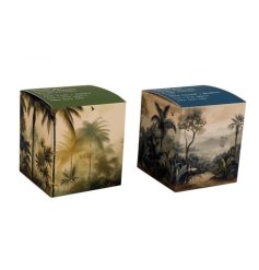 A stunning boxed candle featuring a palm tree design from the Sepia palm collection.