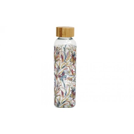 Butterfly Glass Drinks Bottle, 23cm