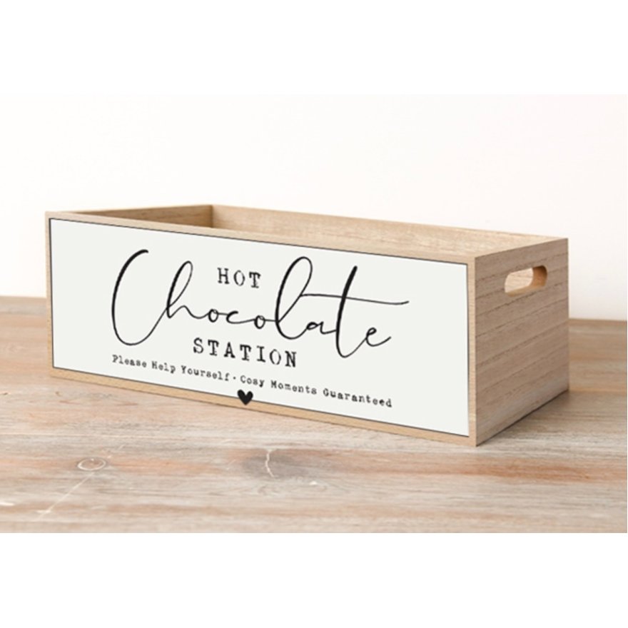 Hot Chocolate Station Wooden Crate, 24cm 