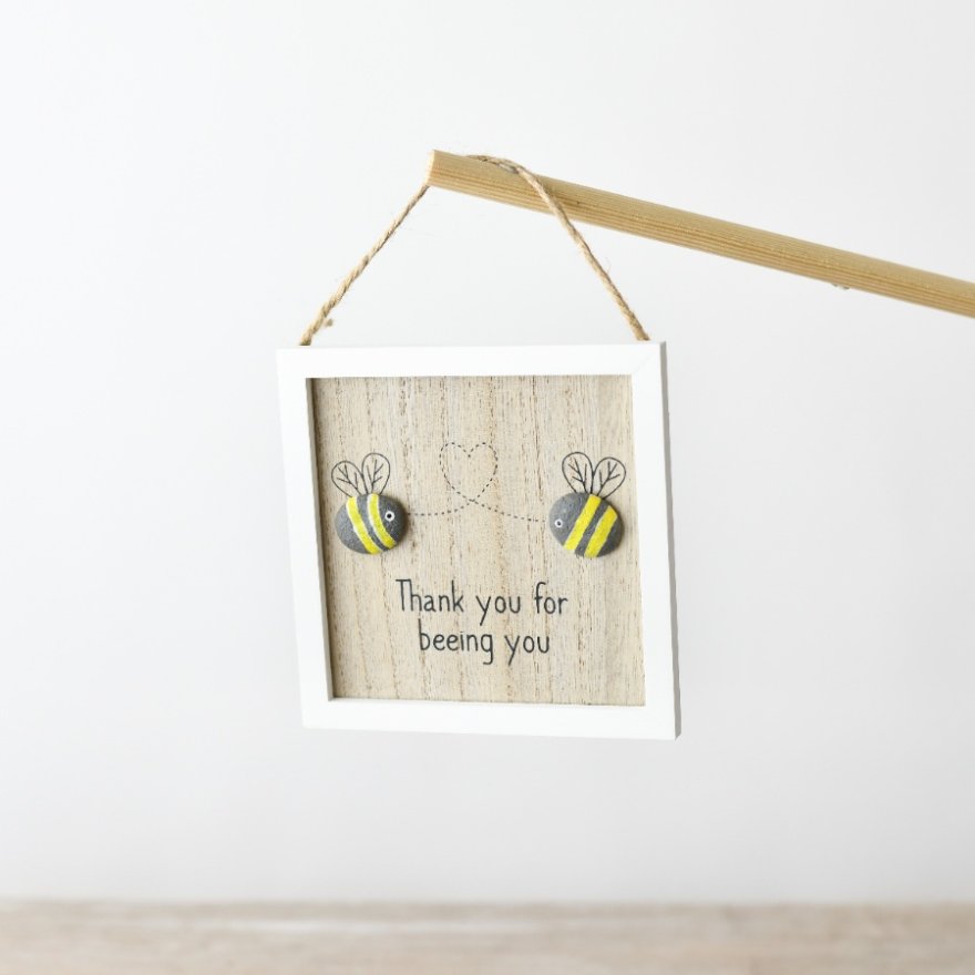 Hanging Bee Pebble Photo Frame, 13cm 