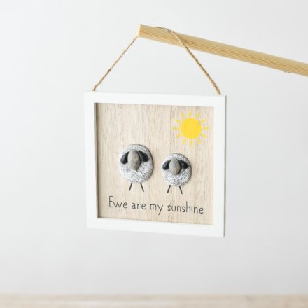 Ewe are my sunshine wooden Pebble Hanger, 13cm