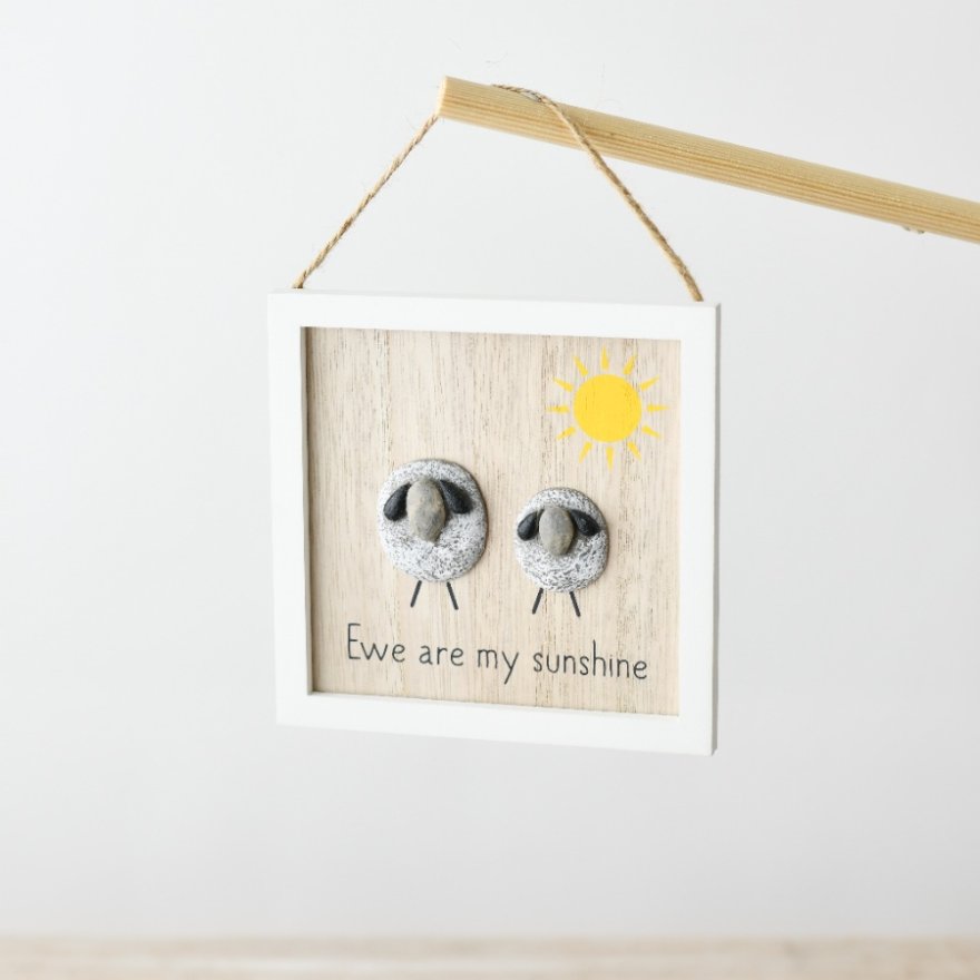 Pebble Ewe are my sunshine wooden Hanger, 13cm