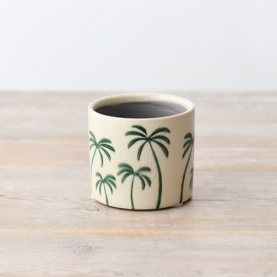 Bring tropical vibes to your space with this stylish indoor palm tree planter. Add a touch of elegance to your home 