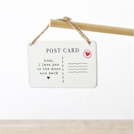 Porcelain Hanging Post Card Sign, 11cm 