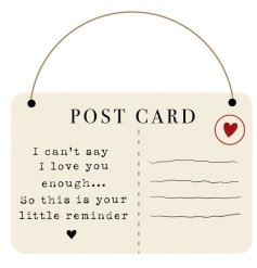 Share some sweet sentiments with this adorable hanging postcard decoration.