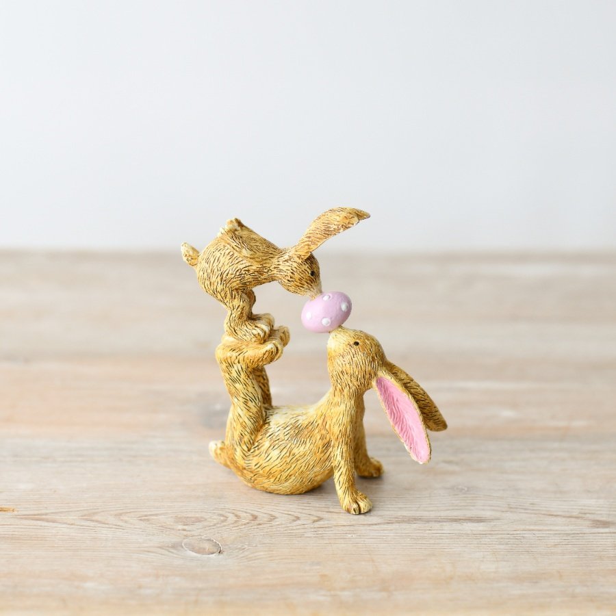 Delightful mother and baby rabbit statues - perfect for gifting on Mother's Day!