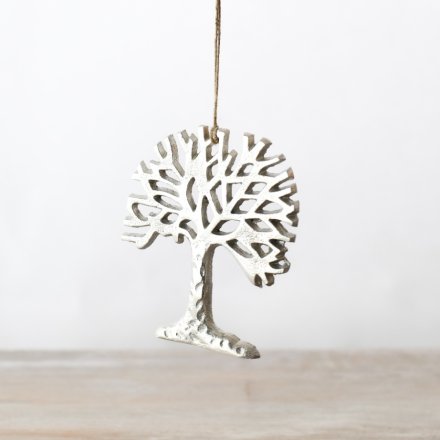Silver Hanging Tree Deco, 12cm 
