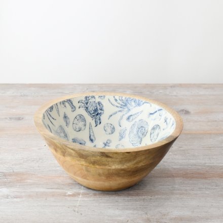 Add this gorgeous enamel bowl adorned with gorgeous coastal motif to your home collection today
