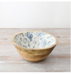 Add this gorgeous enamel bowl adorned with gorgeous coastal motif to your home collection today