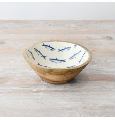 Create a seaside escape at home with this wooden coastal bowl. 