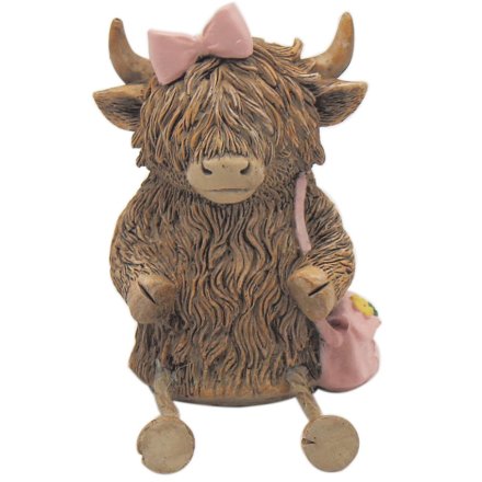 Highland Cow Pink W/ Bow & Bag