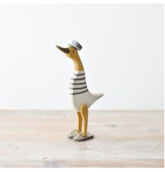 charming grey and white striped sea duck ornament