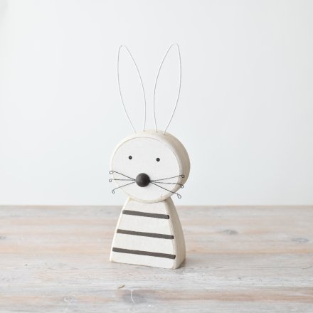 A charming wooden rabbit ornament