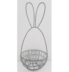 Easter-ready grey wire basket for all your festive decor needs.