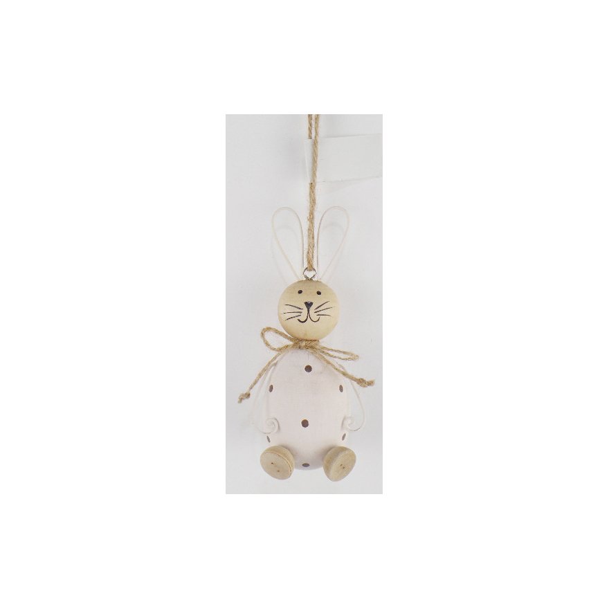 Hanging Wooden Rabbit Decoration, 13cm 