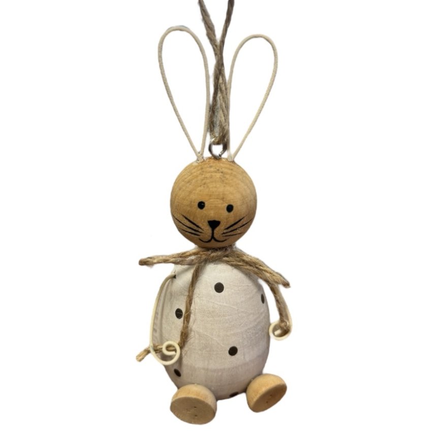 Hanging Wooden Rabbit Decoration, 13cm 