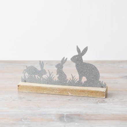 Metal Rabbits On Base Deco. 18cm 