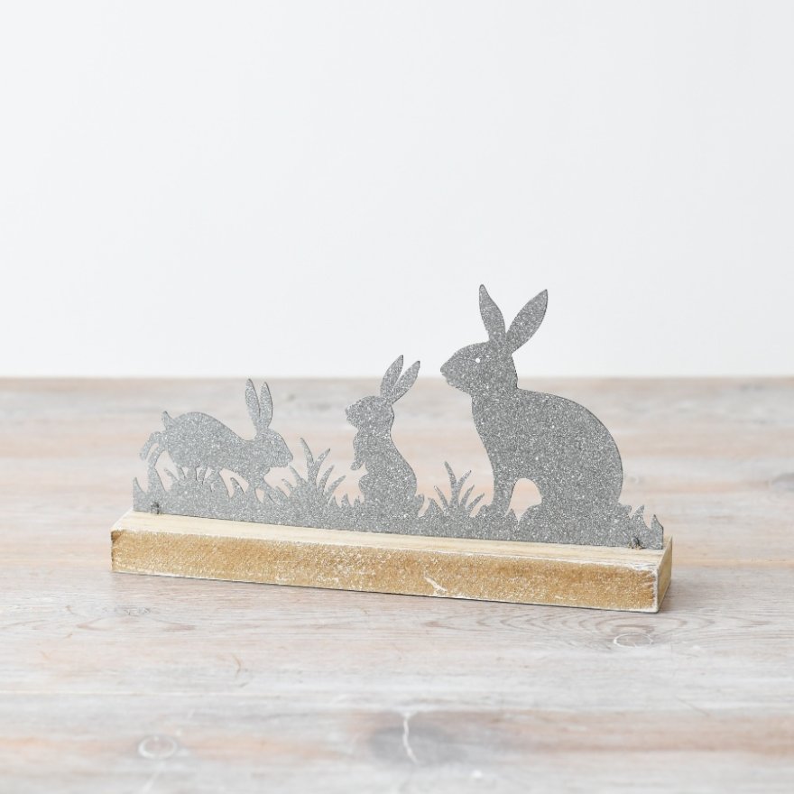 Metal Rabbit On Base Decor, 18cm