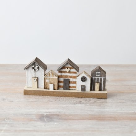 Beach Hut Houses Deco, 18cm 