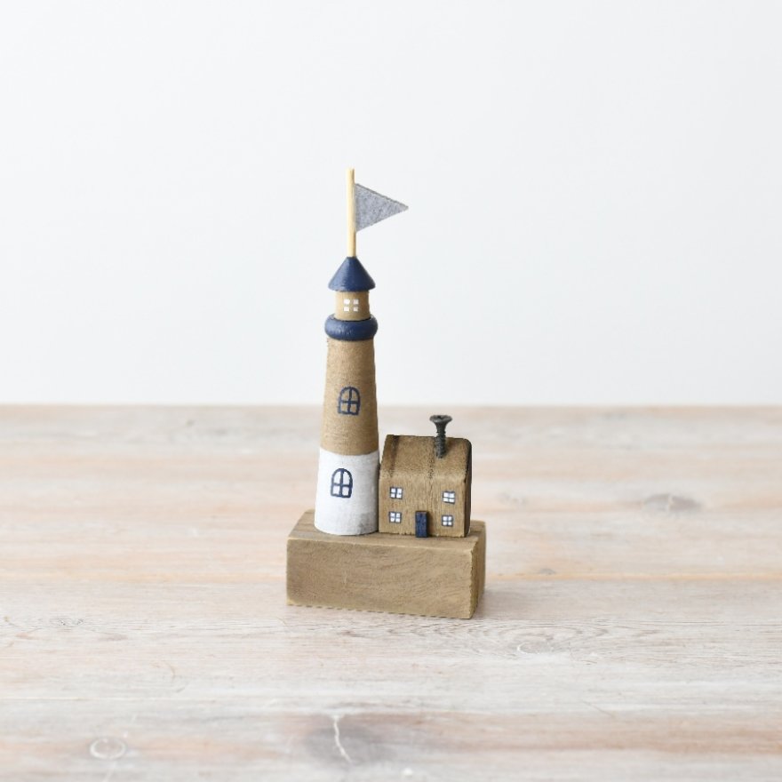 Wooden Light House Decoration, 15cm