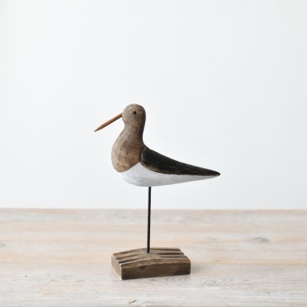 charming wooden bird on stick with wood base 