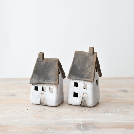 2A Speckled White Windlight House Deco, 17.3cm 