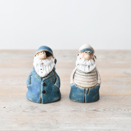 2A Small Blue Boat Man Ornament, 9.3cm 