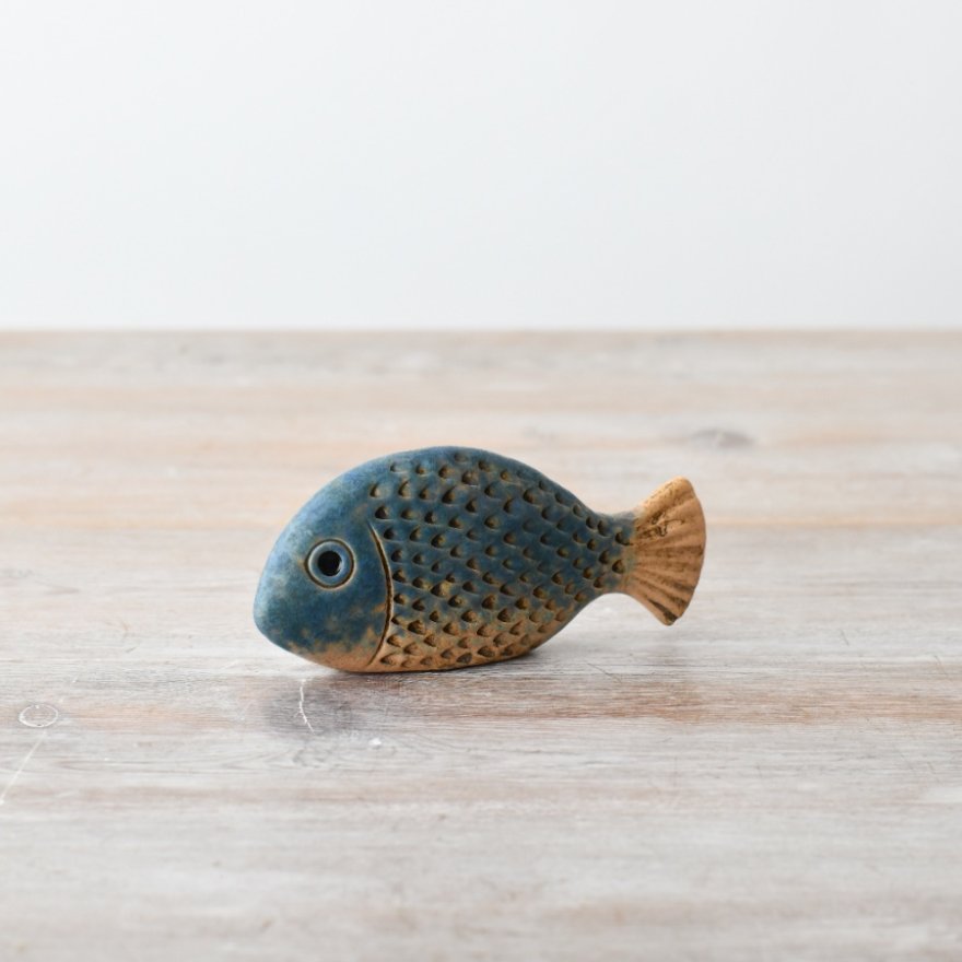 Ceramic Blue Speckled Fish Deco, 13.8cm