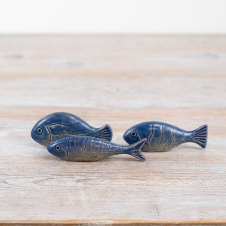 Blue Speckled Fish Deco, 8.7cm 