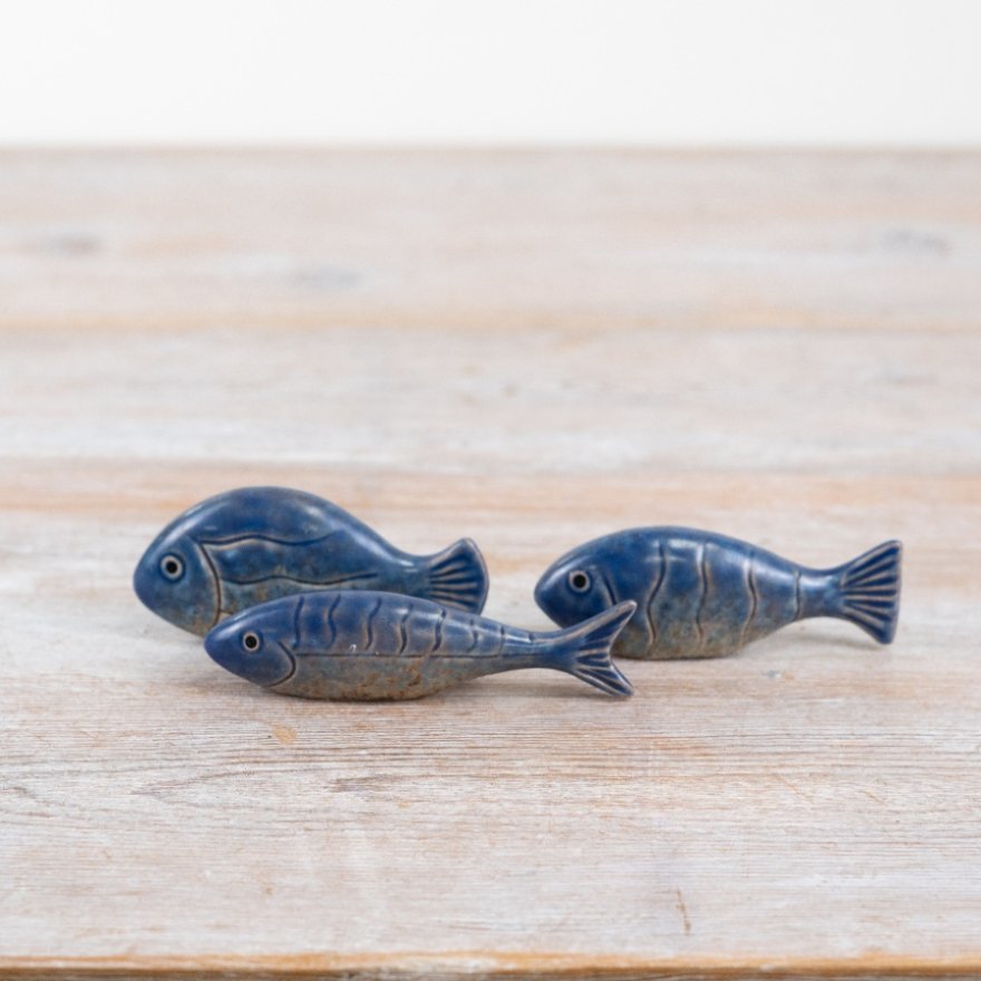 8.7cm Blue Speckled Fish Deco