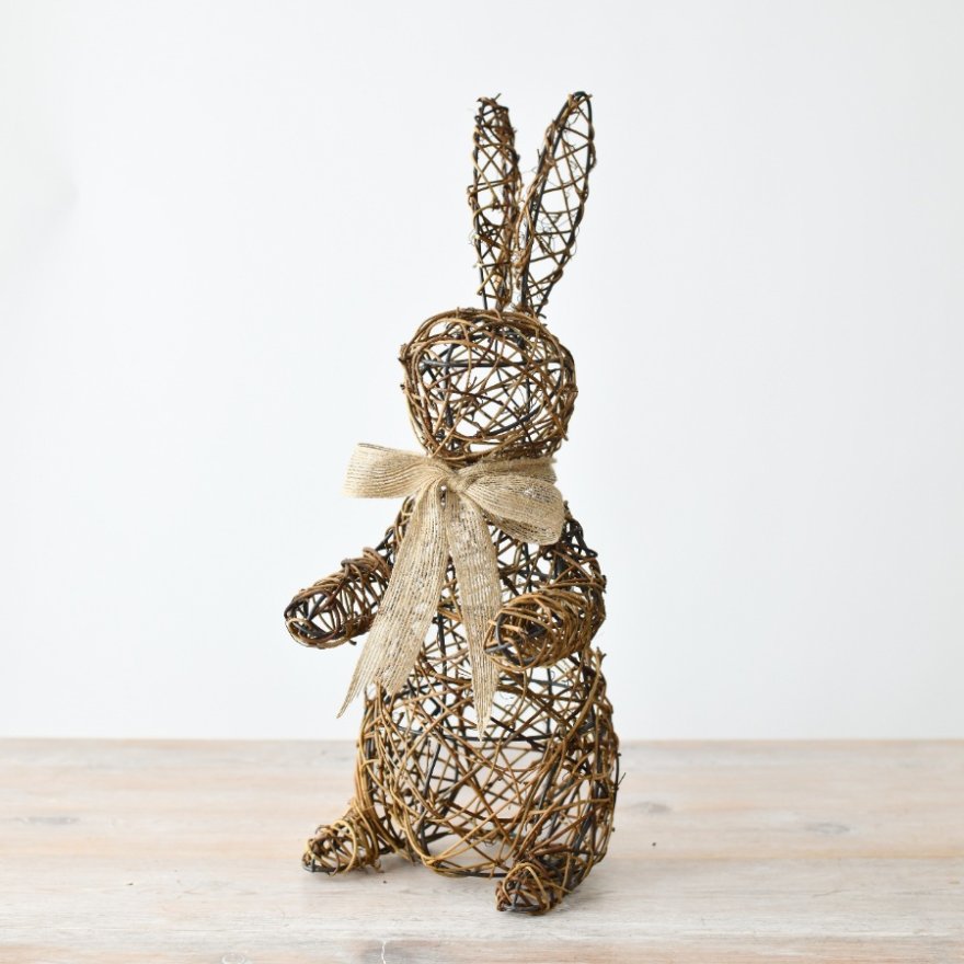 Tall Rattan Rabbit Deco, 40cm 