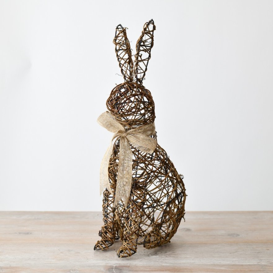 16.5cm Rattan Bunny Decor 