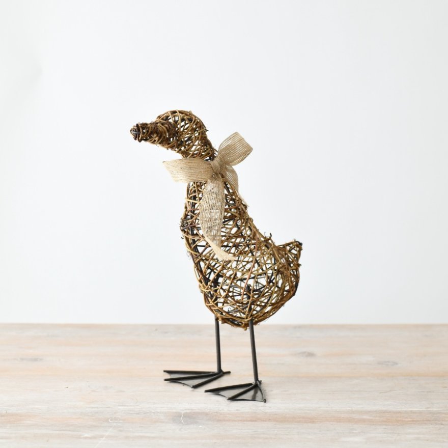 Standing Rattan Duck Deco, 30cm