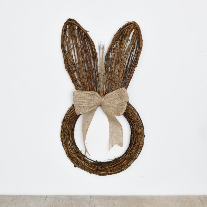 Hanging Rattan Rabbit Deco, 17.5cm 